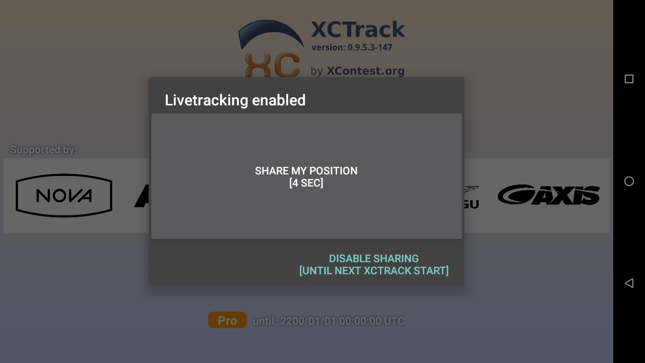 Livetracking enabled -share my position