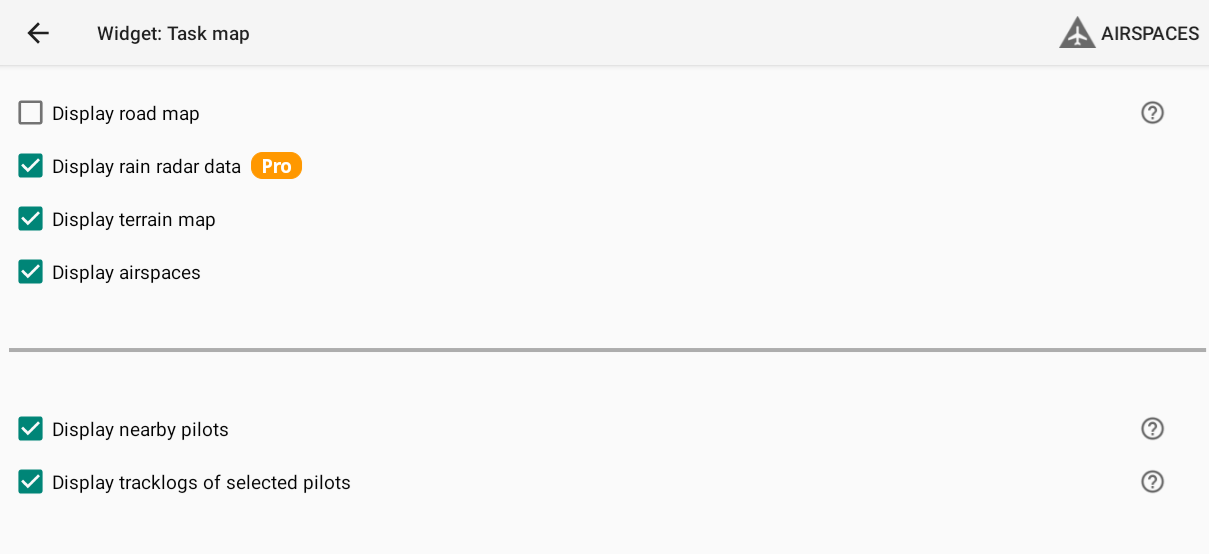task map – map configuration -display maps