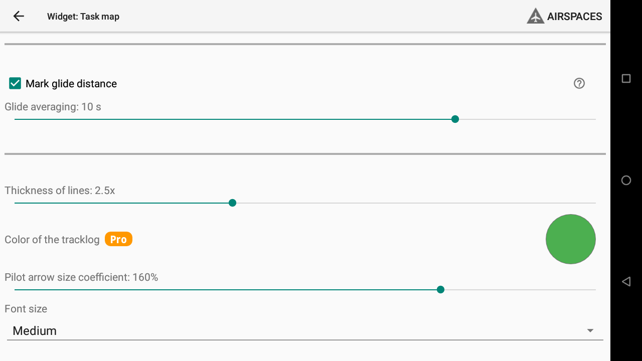 task map pilot arrow size
