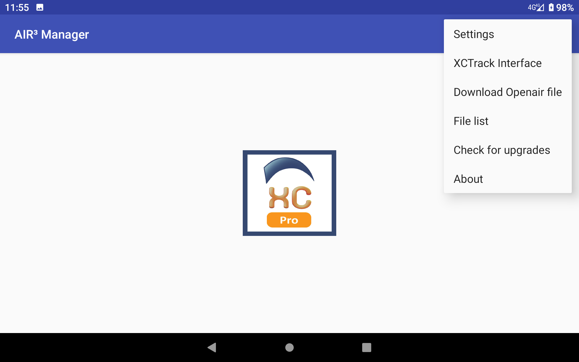 AIR³ Manager menu