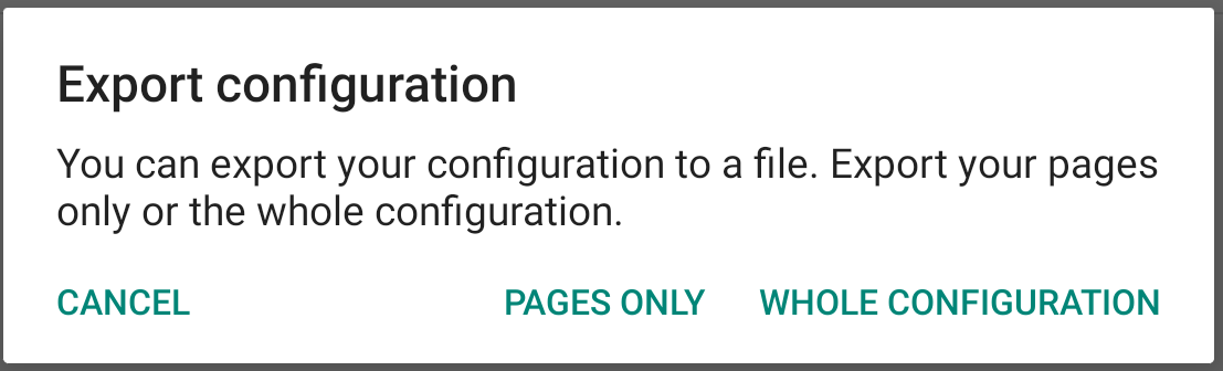 export configuration