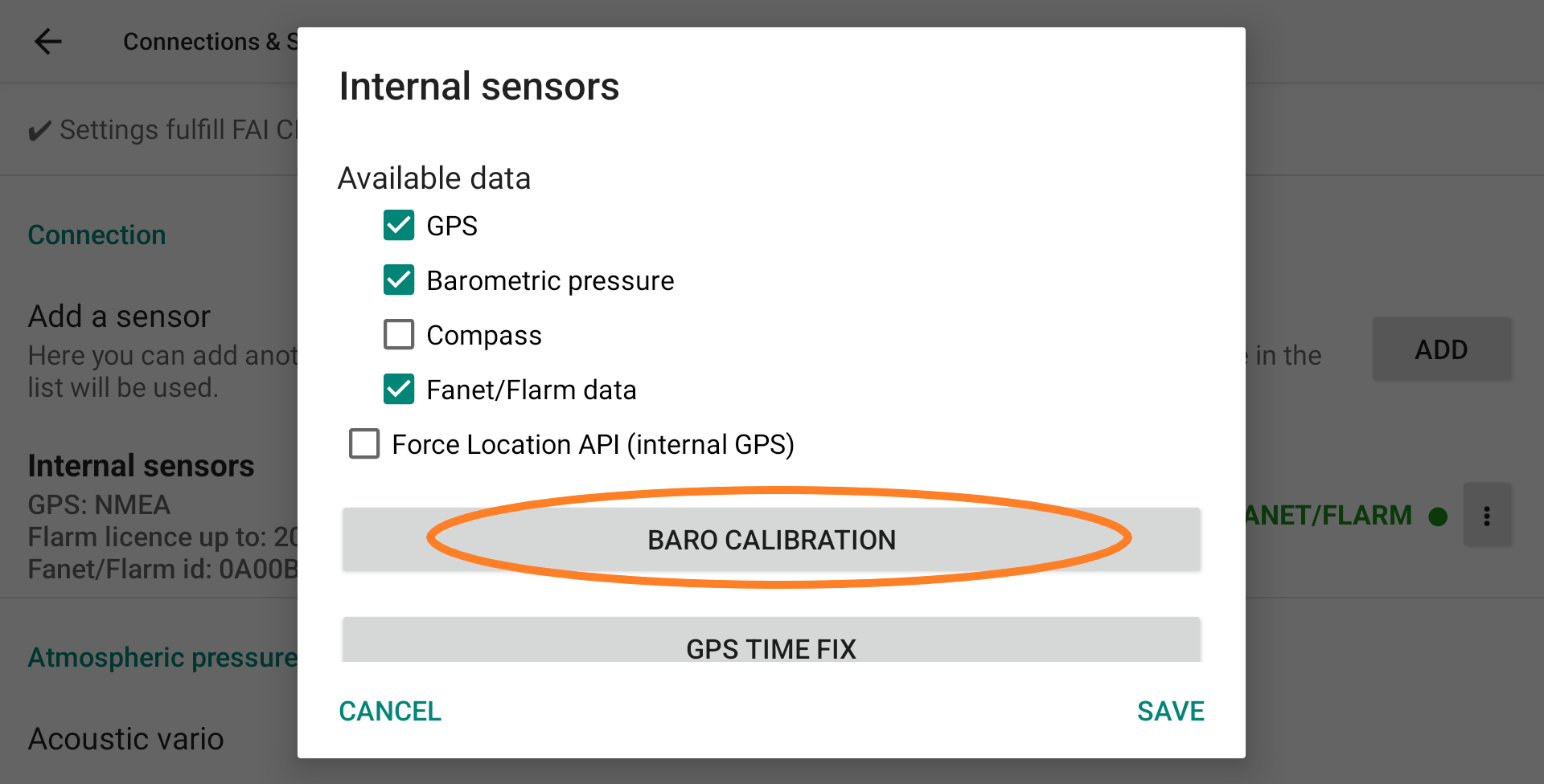 Baro calibration