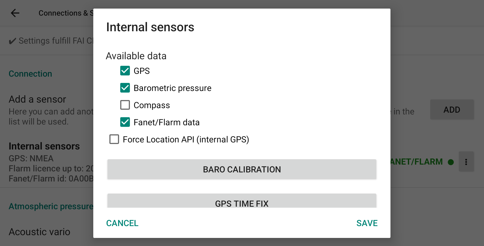 Internal sensors