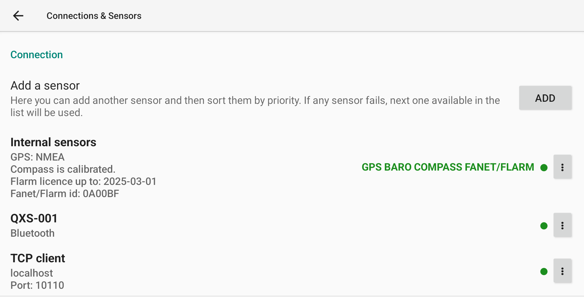 Sensors with TCP