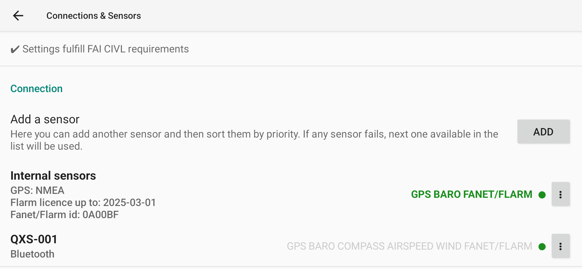 sensor connected